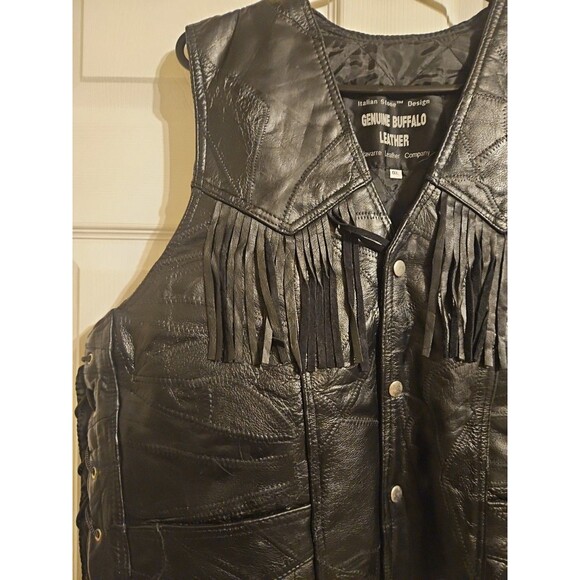 NWT GIOVANNI NAVARRE Genuine Leather Vest Size XXXL 3XL Black Button Up Tassels - Picture 6 of 13
